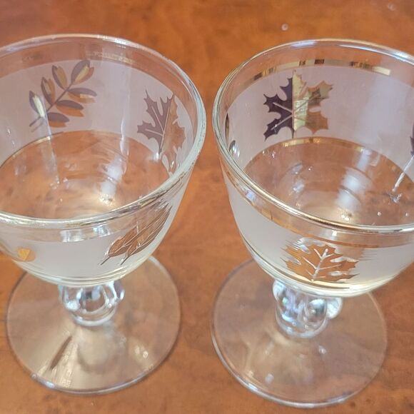 Vintage Libbey Gold Leaf Gold Rimmed Champagne Coupe Glasses | Set of 2 - Picture 2 of 3